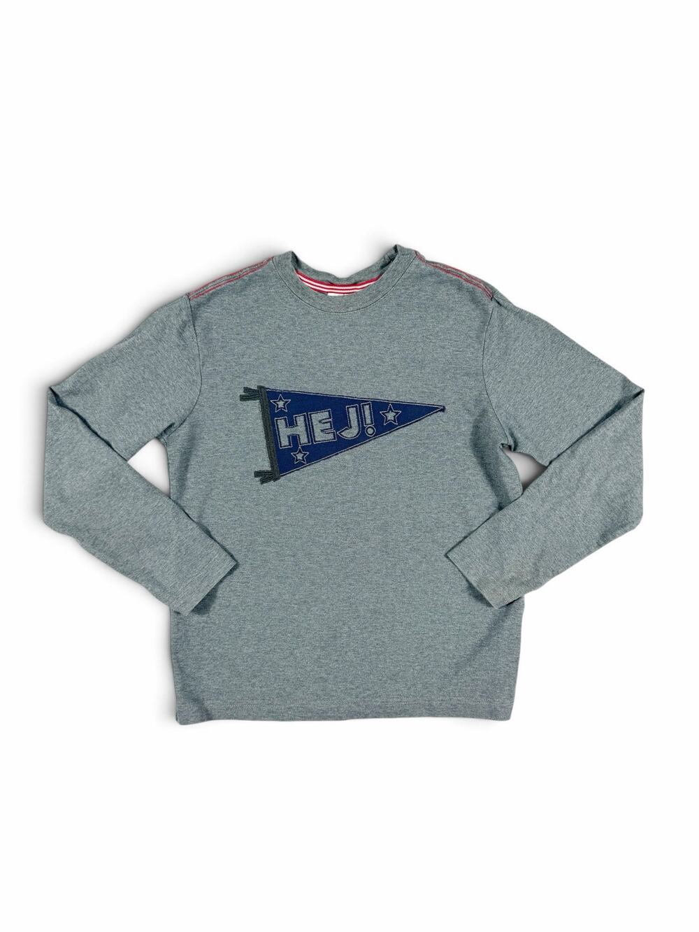 Hanna Andersson HEJ Pennant Long Sleeve Shirt Gray Size 12